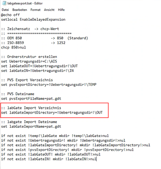 Konfiguration mit internen Diagnosentool