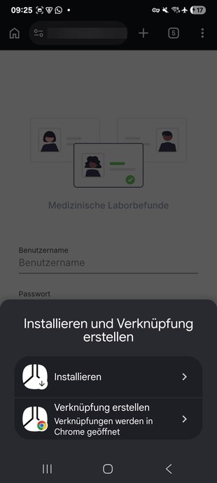 Auswahl "Installieren"