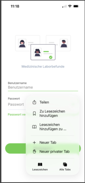 Safari-Menü